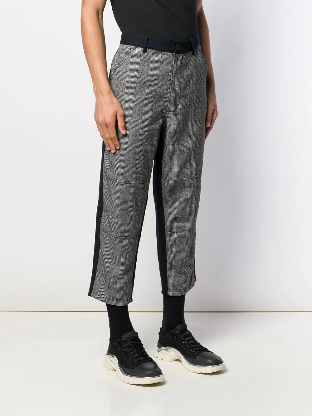 panelled plaid suit trousers - 3