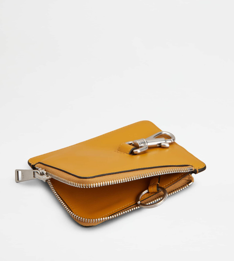 POUCH IN LEATHER SMALL - YELLOW 3