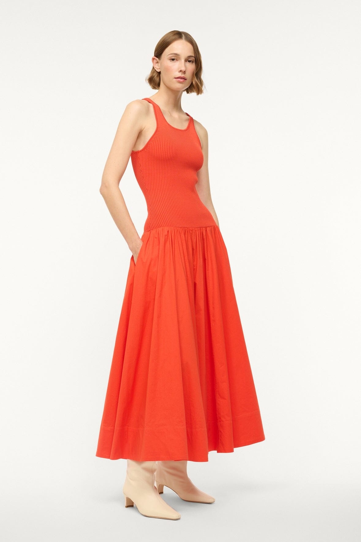 STAUD YAMILA DRESS CAYENNE - 3