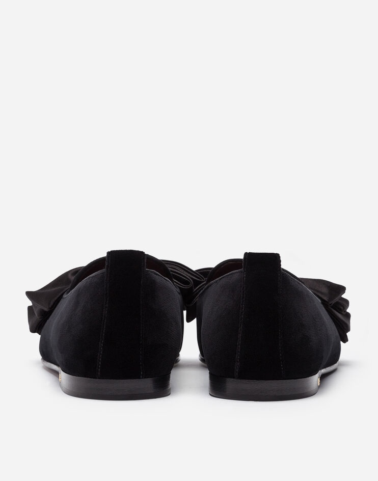 Velvet slippers with satin bow - 3