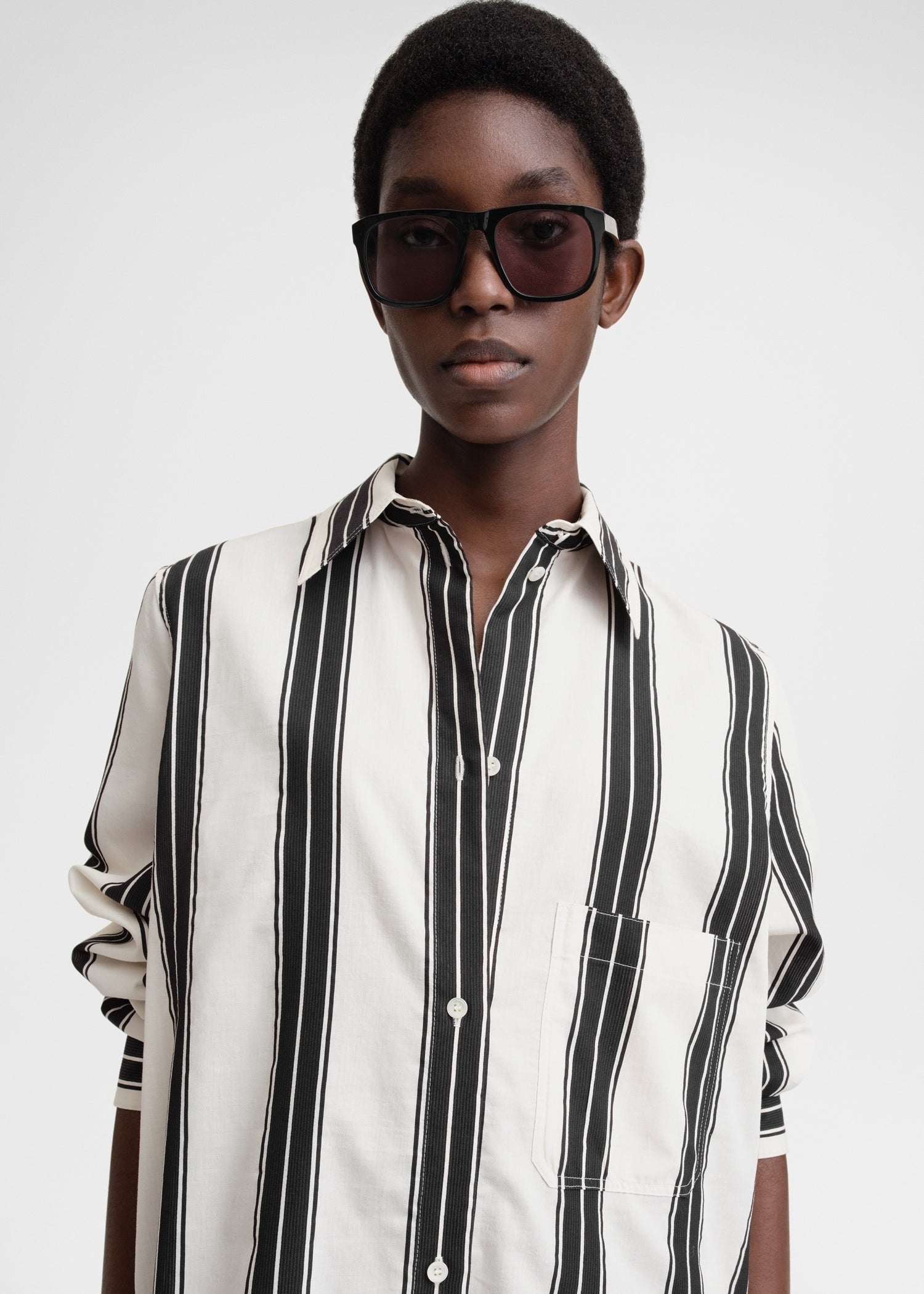 Totême Jacquard-striped tunic dress black/white | REVERSIBLE