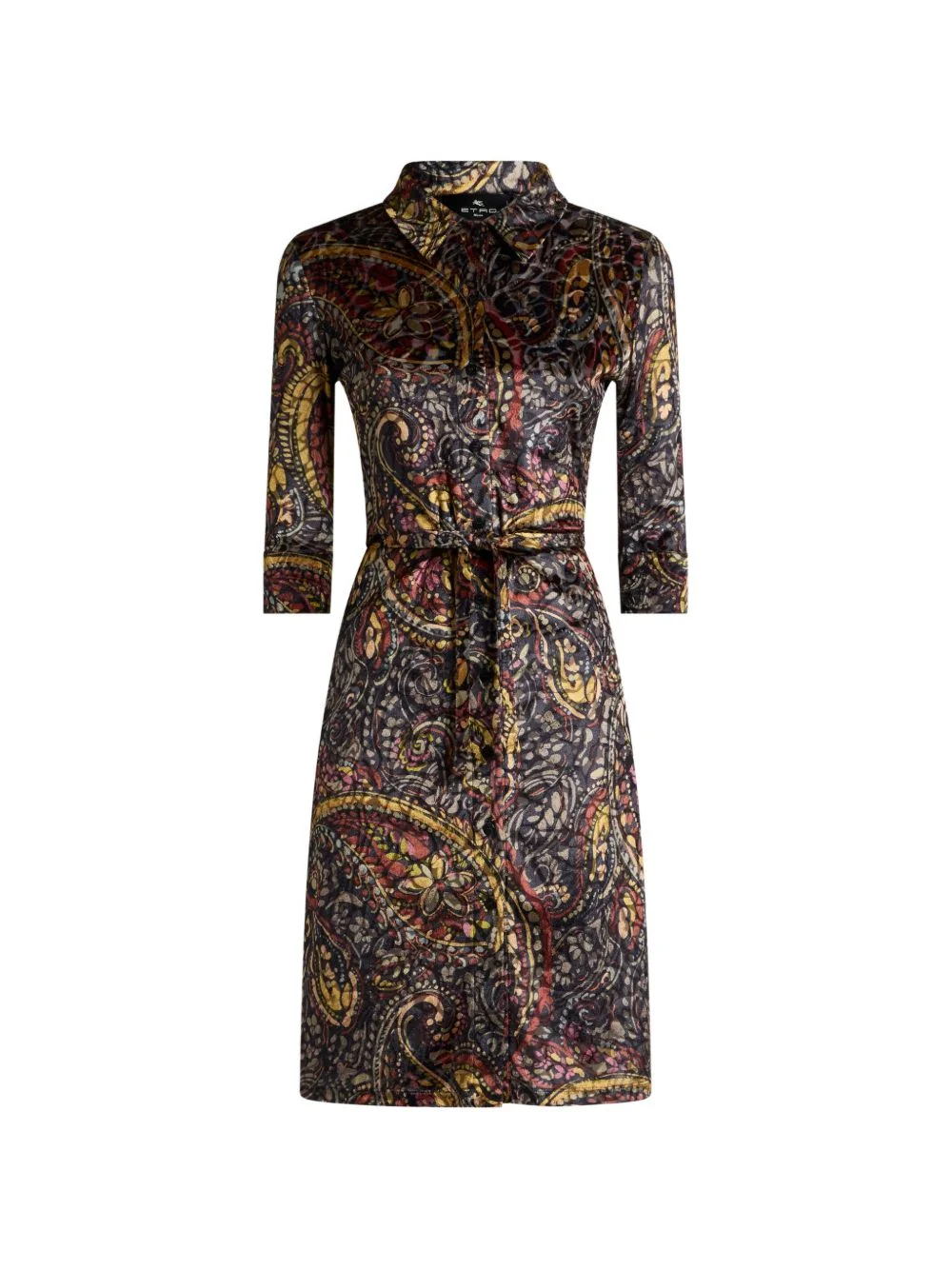 mini shirt dress in burnout chenille with floral Paisley overprint - 1