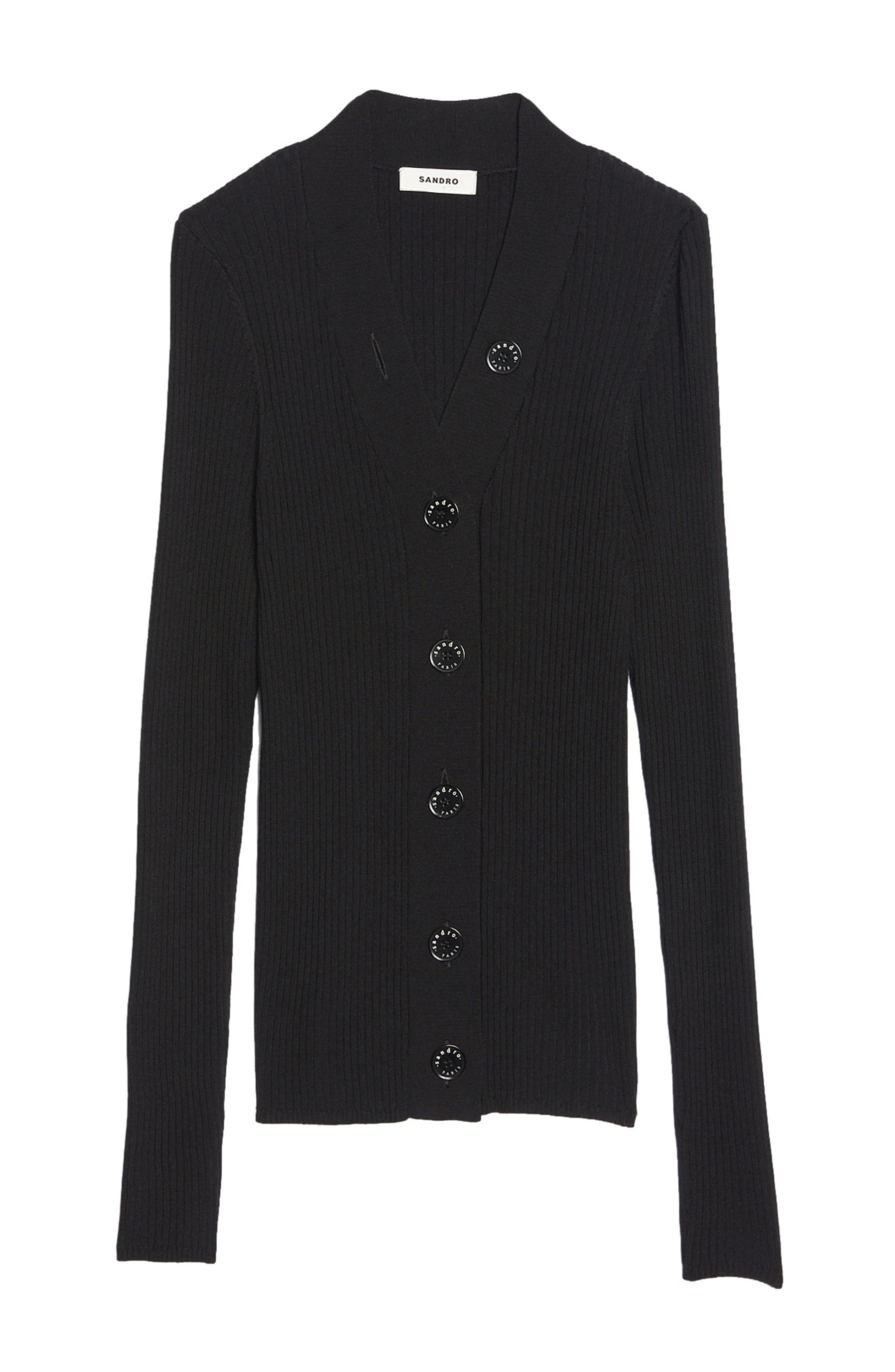 SANDRO Cardigan in certified viscose in Black at Nordstrom - 7