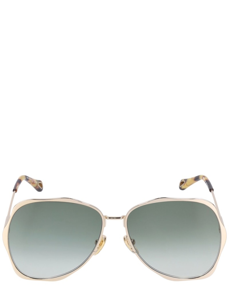 Oval oversize metal sunglasses - 1