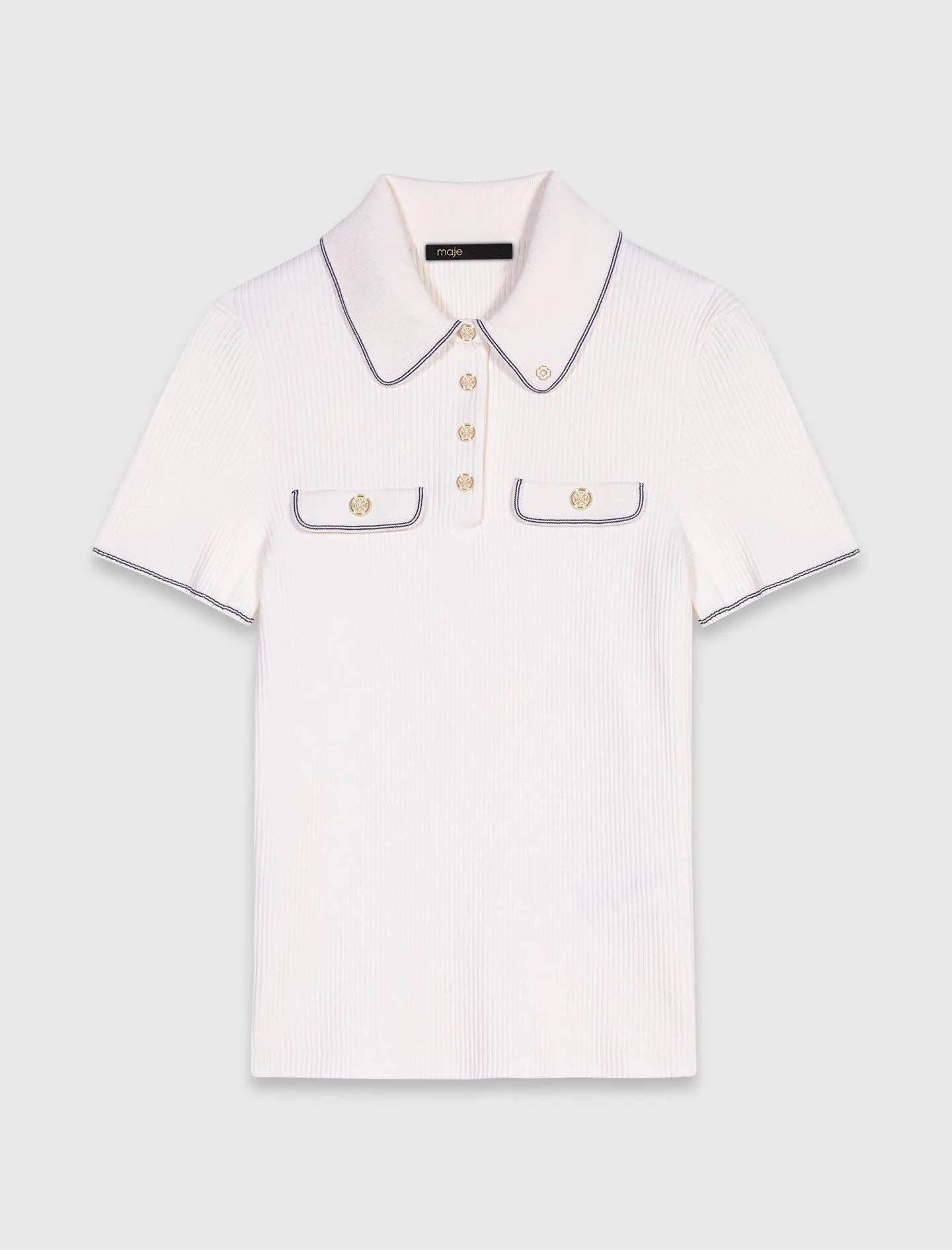 Short sleeve knit polo shirt - 1