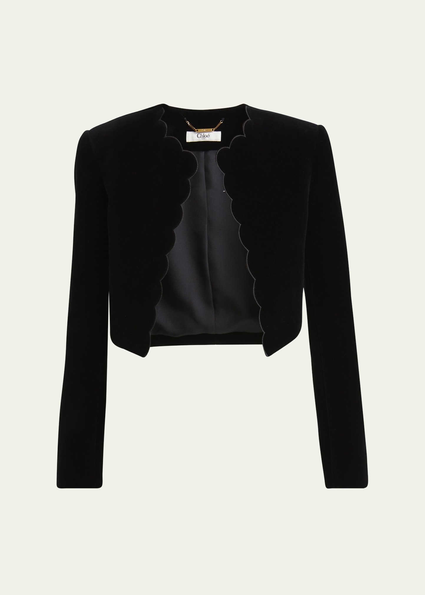 Scalloped Velvet Crop Jacket - 1