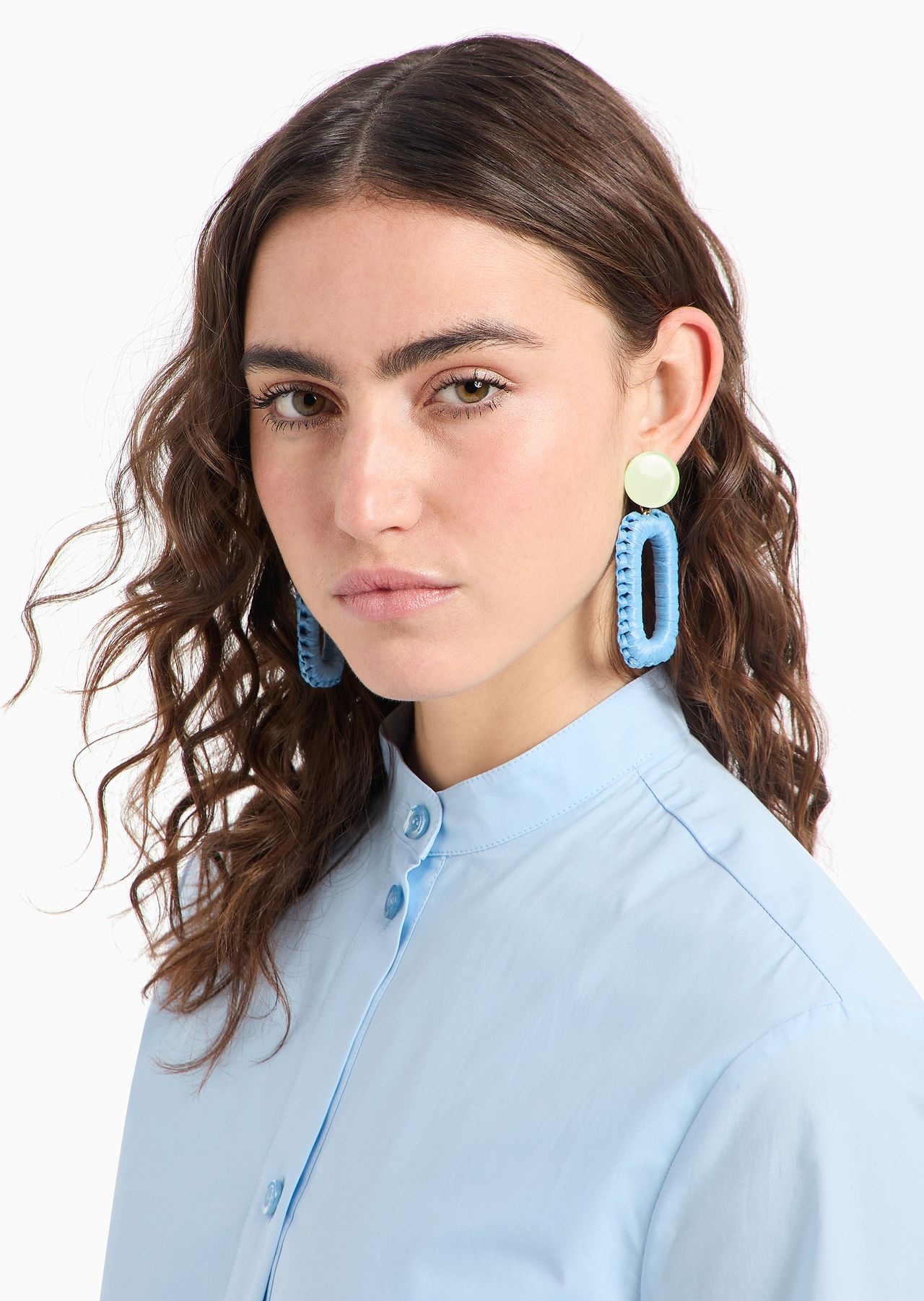 Oversize raffia-effect pendant earrings - 3