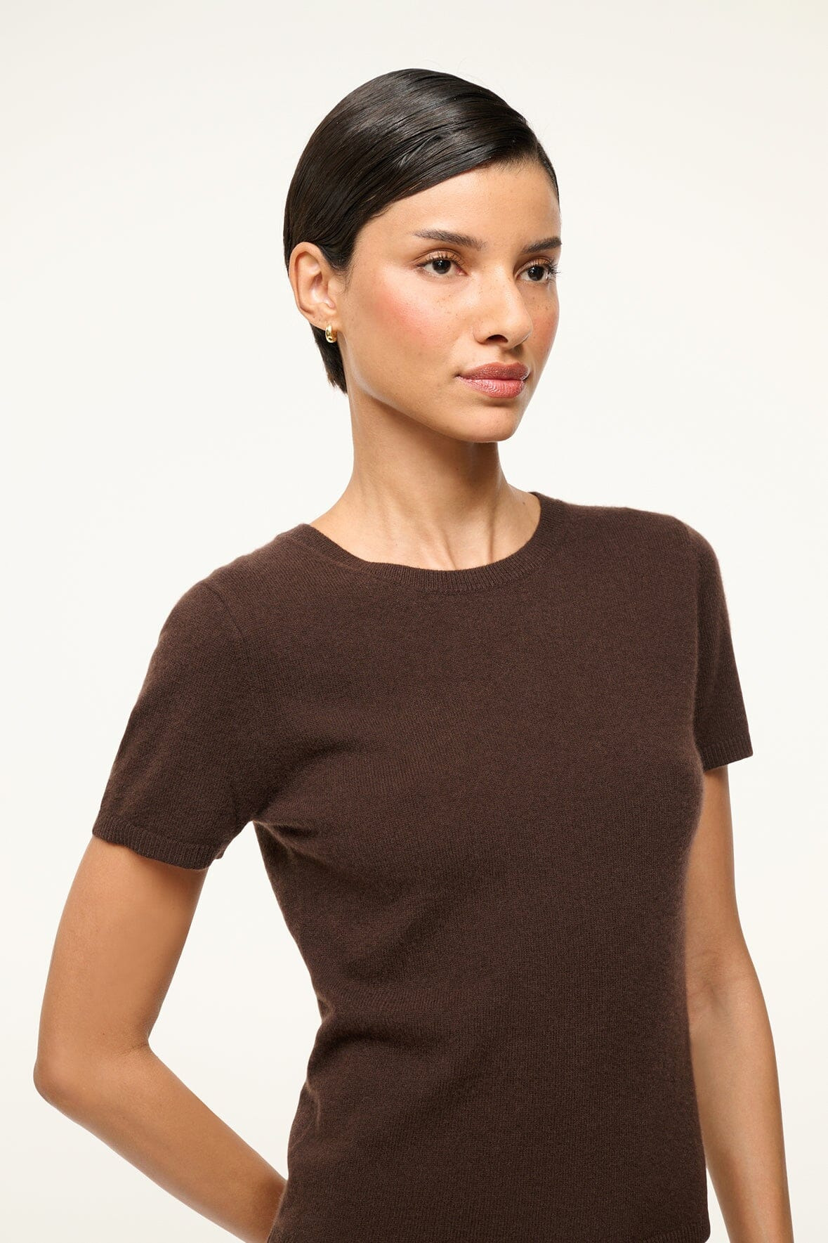 STAUD EASY CASHMERE TEE DARK CHOCOLATE - 6