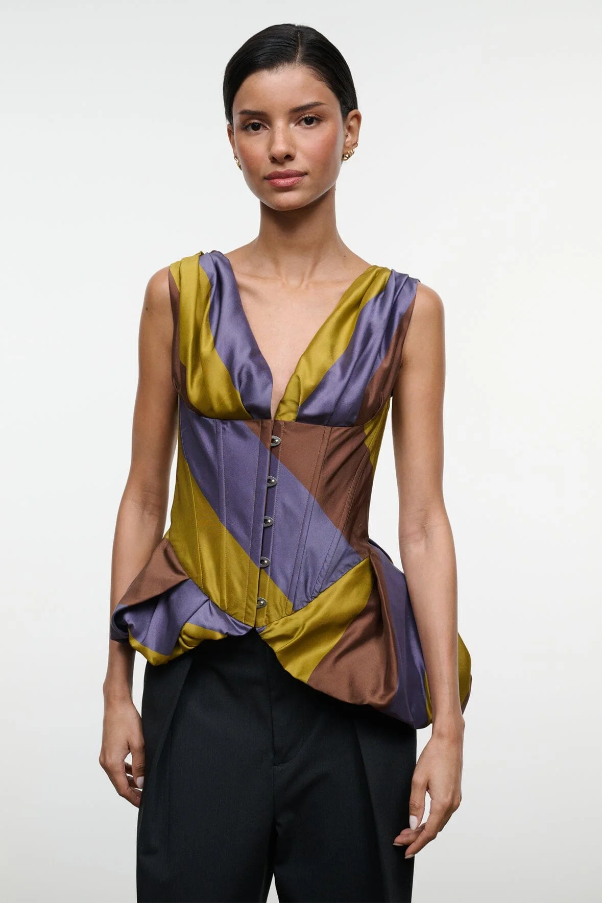 STAUD FABIANNE SILK TOP SIENNA STRIPE - 1