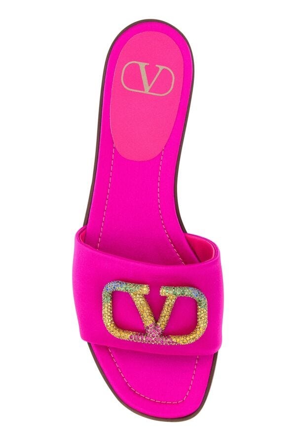 サンダル・ミュール Valentino Garavani Fuchsia Satin Escape Slippers Fuchsia Satin Valentino Garavani Escape Mules | italist