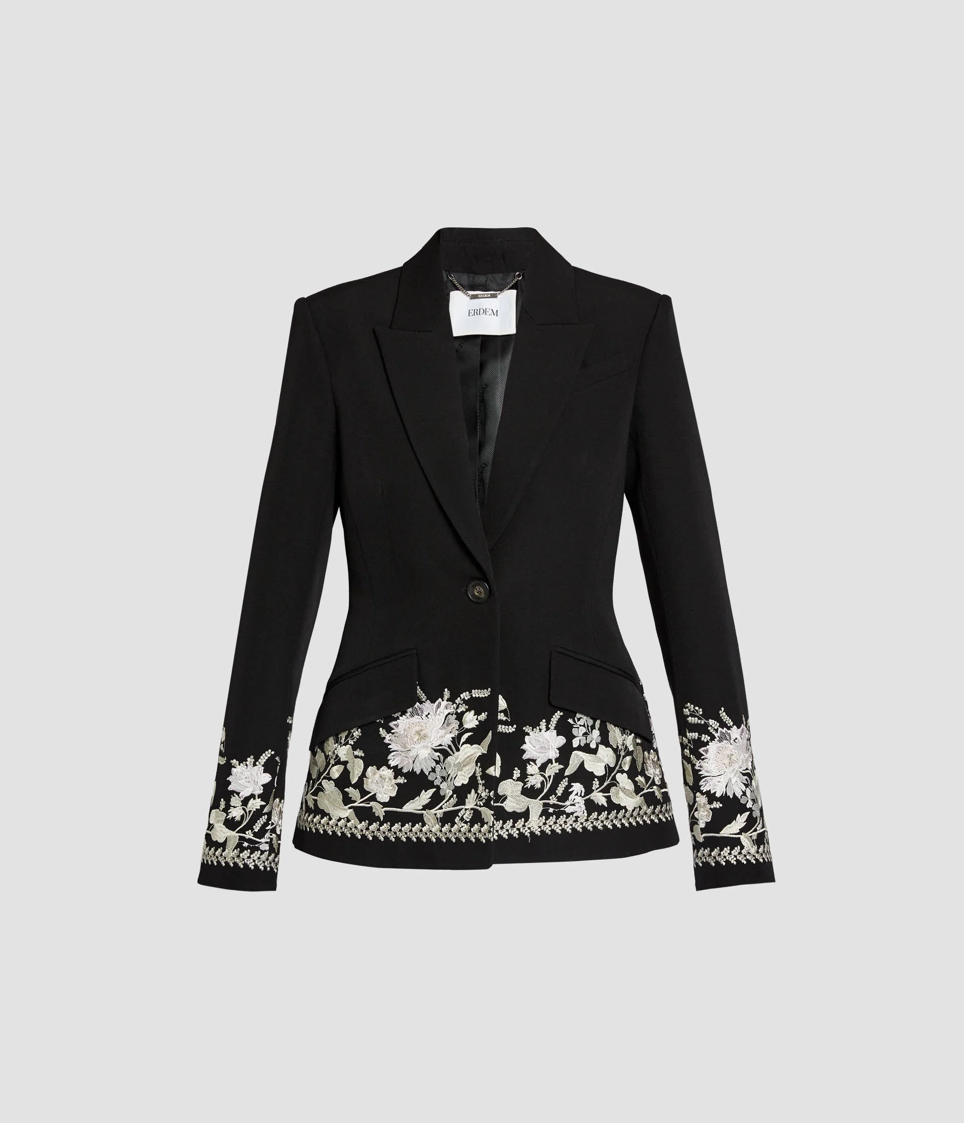 EMBROIDERED GRAIN DE POUDRE FITTED BLAZER - 1