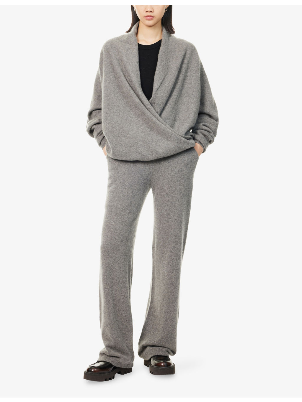 Cross V-Neck Cashmere Jumper - 2