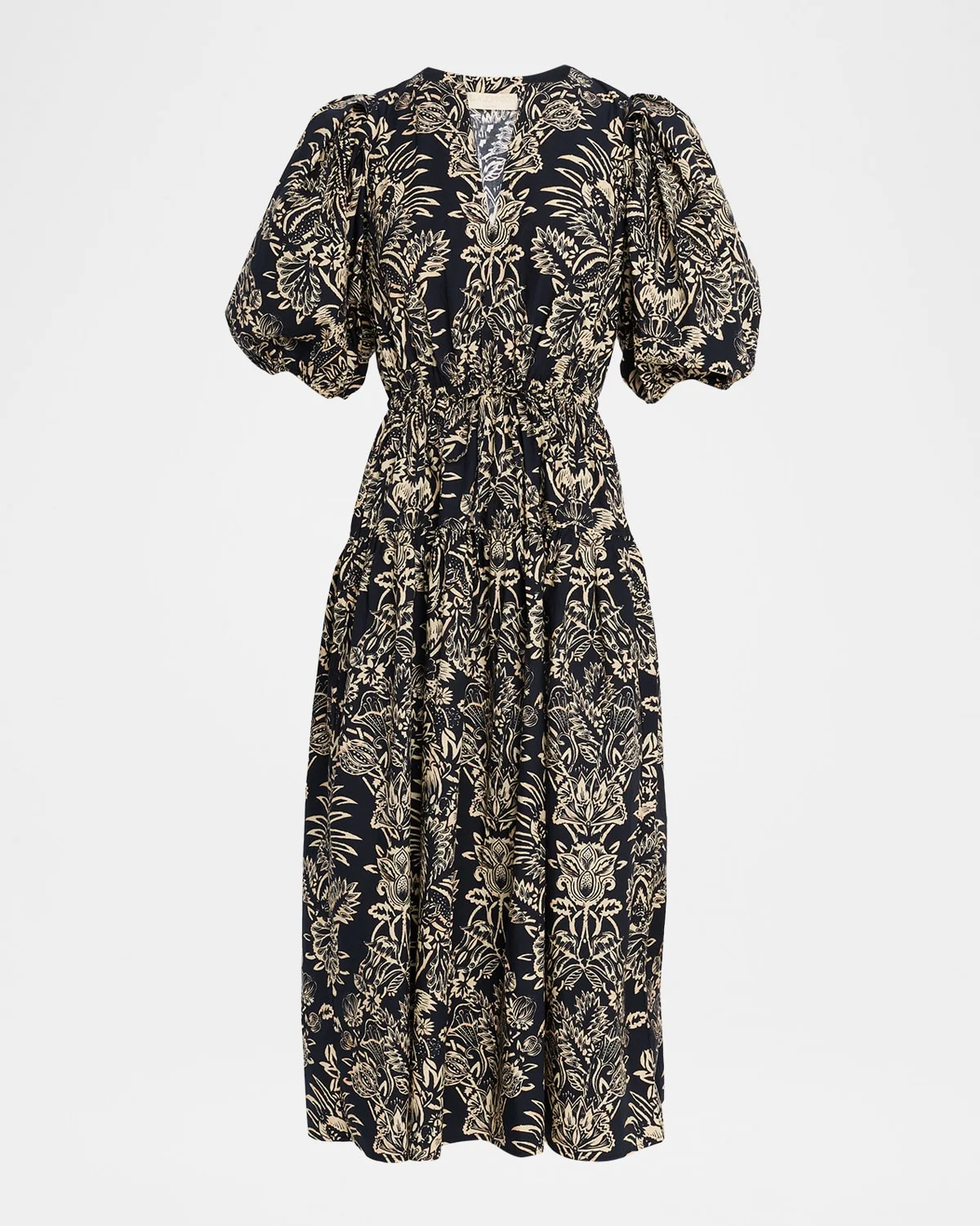 Harriet Floral Poplin Puff-Sleeve Midi Dress - 1