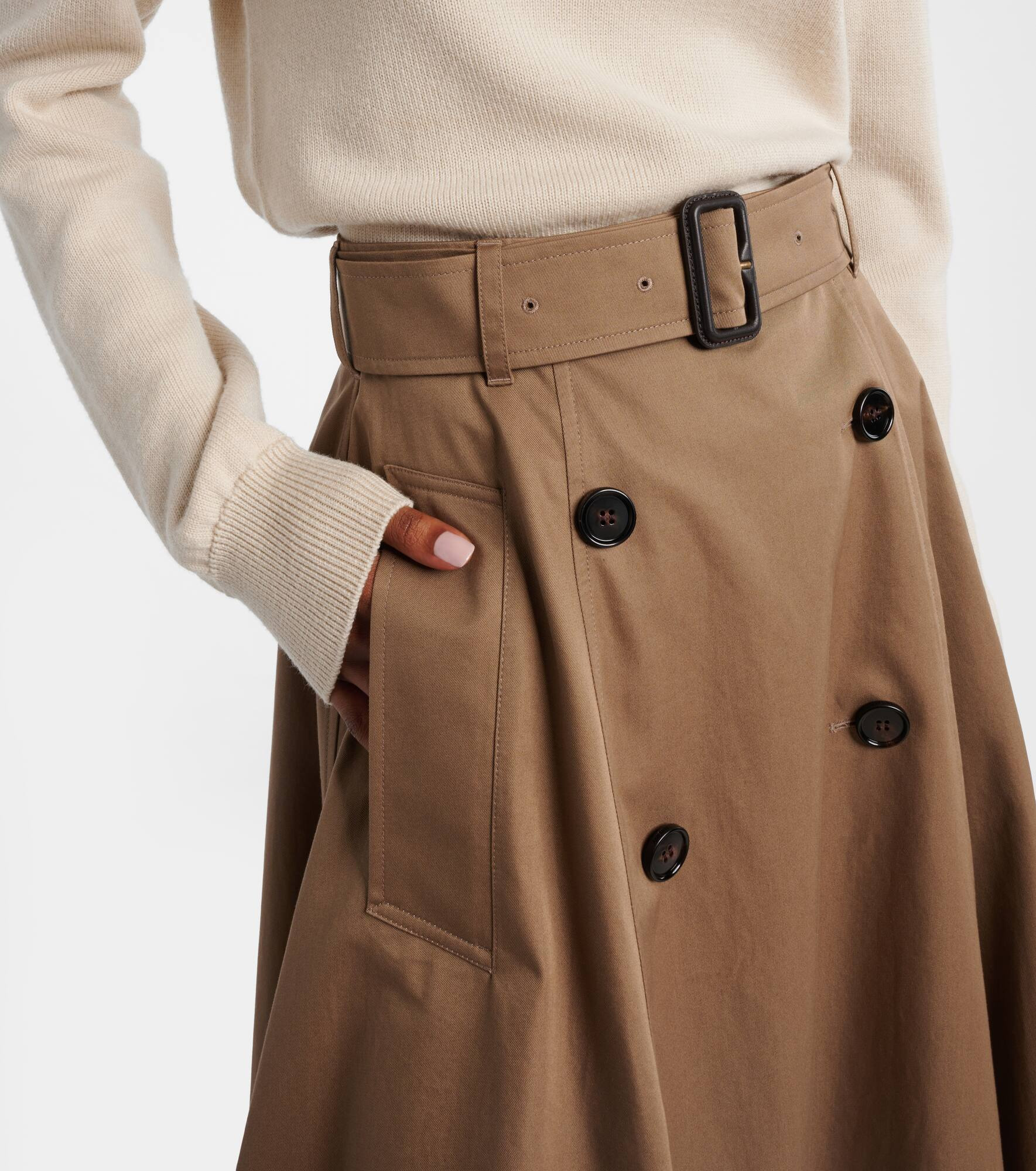 Belted cotton midi skirt - 4
