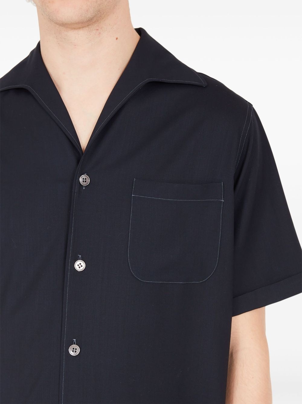 short-sleeve wool shirt - 7