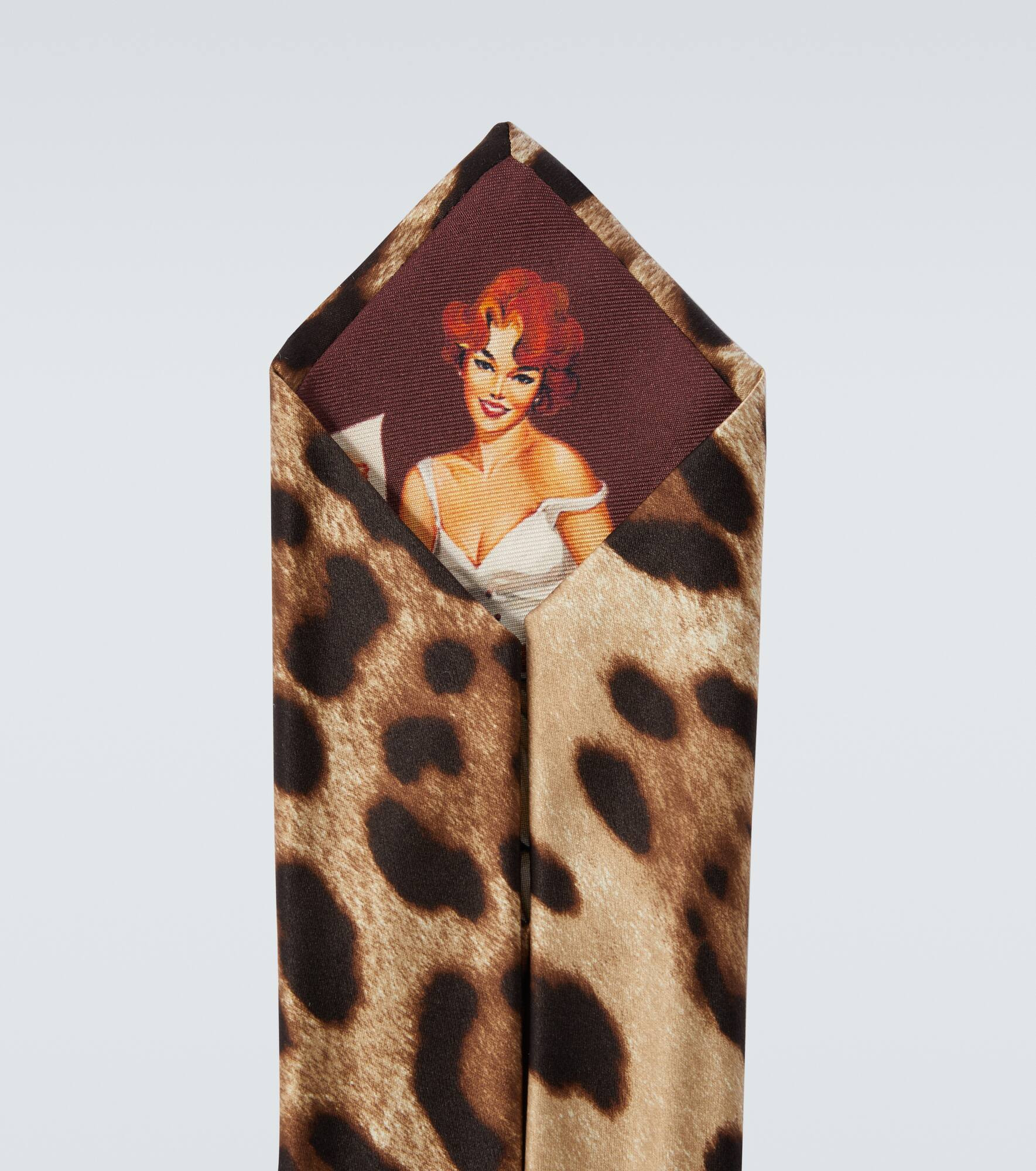 Animal-printed silk twill tie - 4