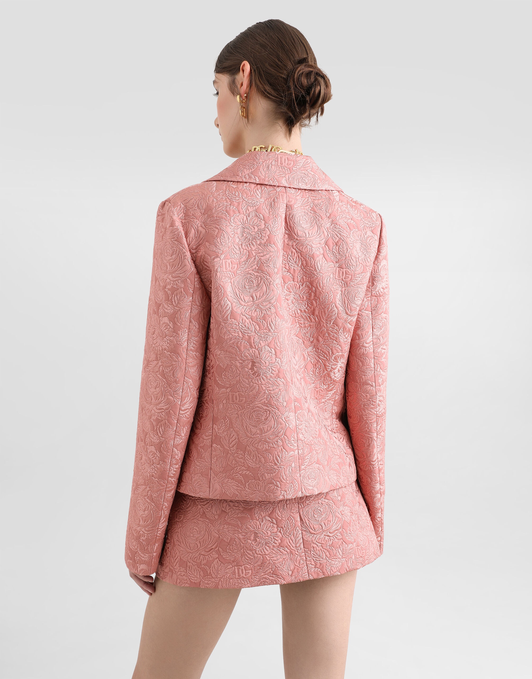 Single-breasted floral quilted jacquard Gabbana jacket - 5
