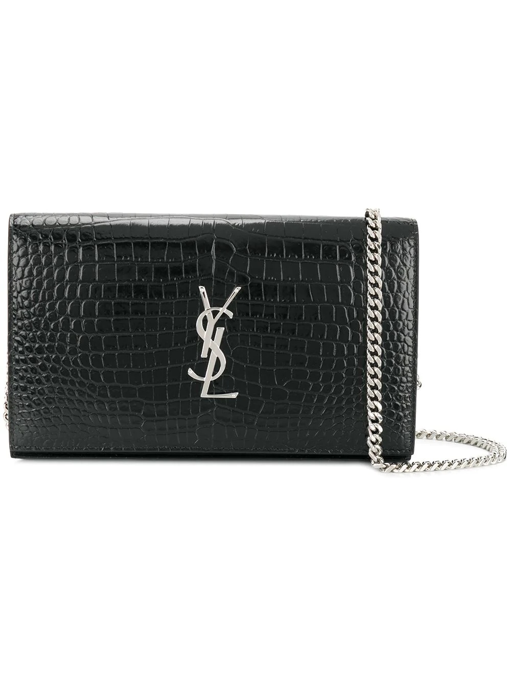 Monogram crocodile-embossed chain wallet - 1