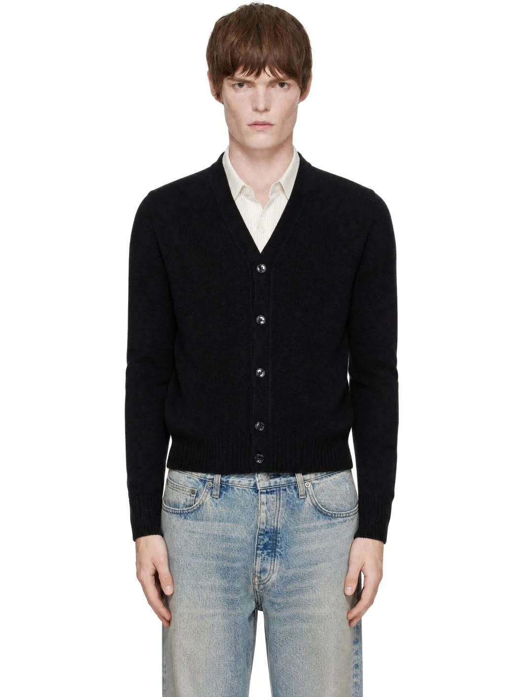 Black Cashmere Tonal Ami de Coeur Cardigan - 1
