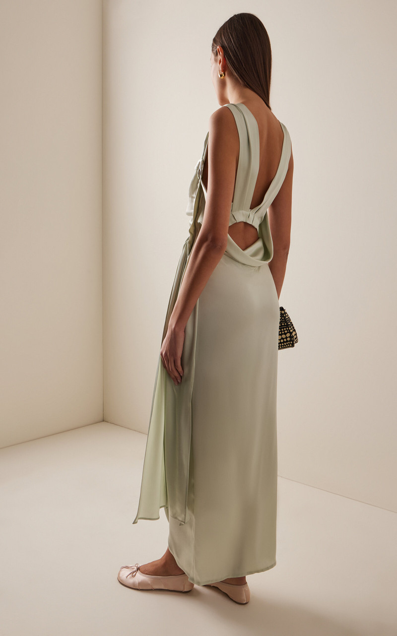 Satin Maxi Dress green 4