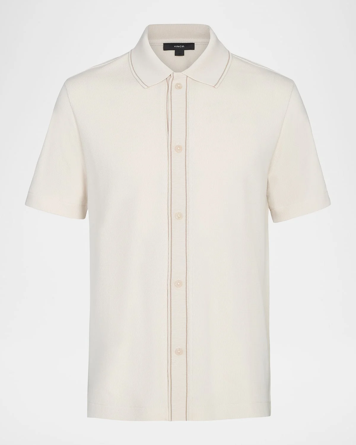 Men's Cotton Jacquard Knit Short-Sleeve Button-Down Shirt - 1