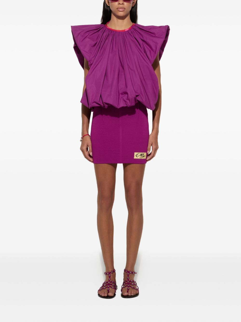embroidered-logo knit skirt - 2