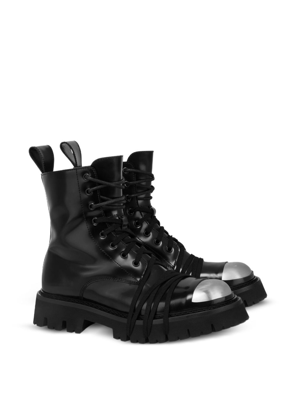 lace-up metal-toe combat boots - 2