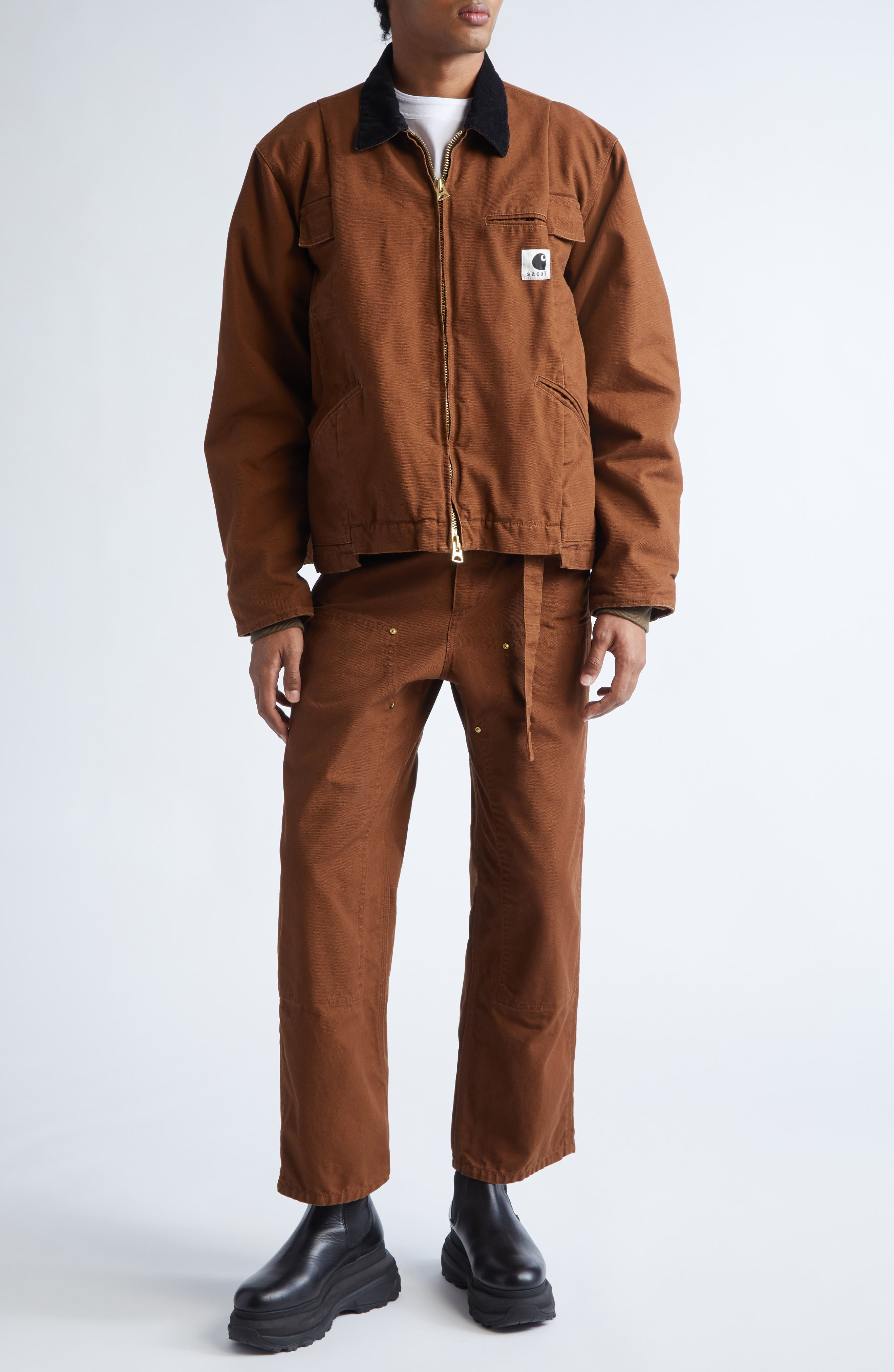 Sacai Carhartt WIP Duck Canvas Carpenter Pants in Dark Beige at Nordstrom - 2