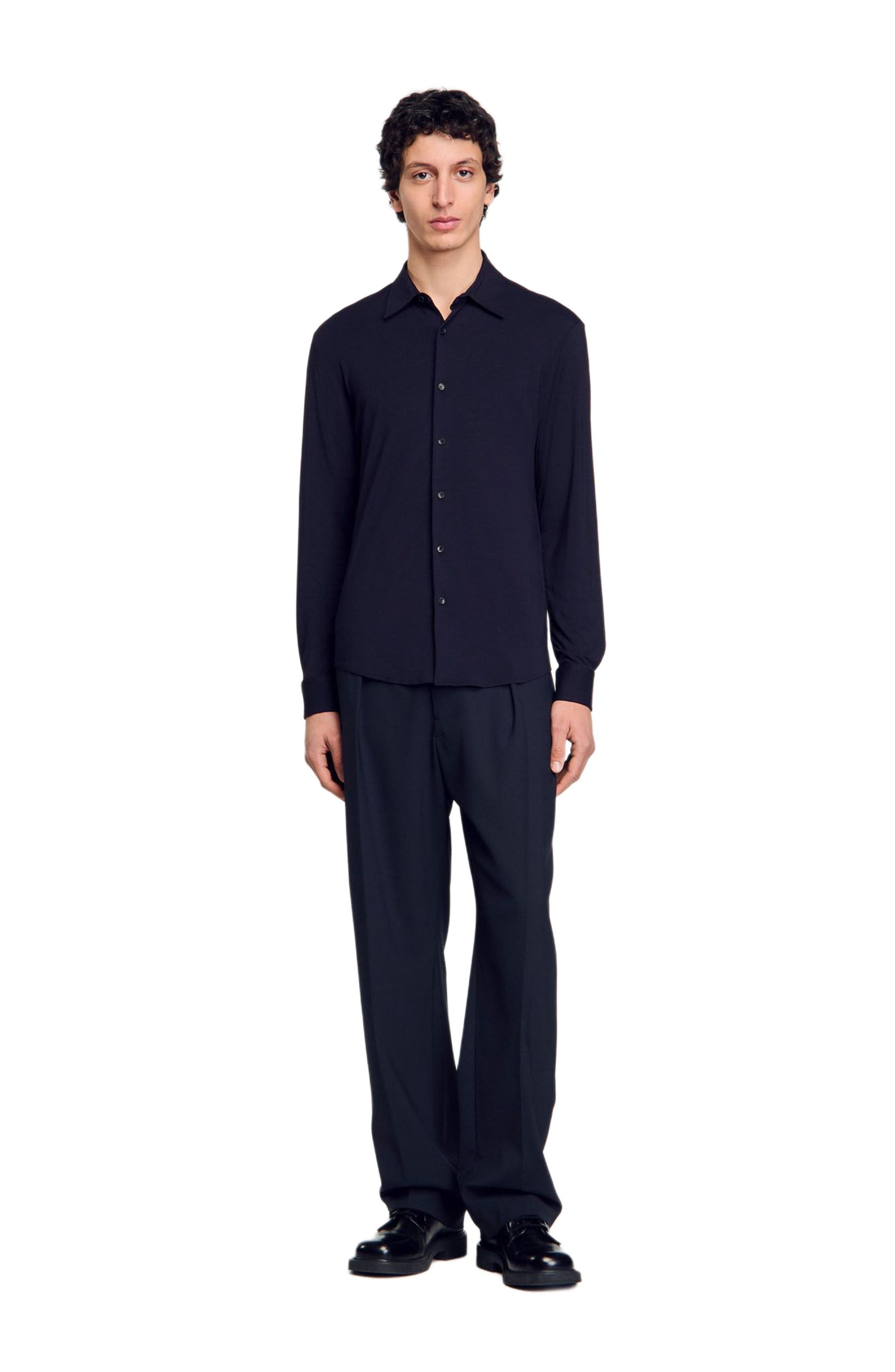 SANDRO Jersey shirt in Navy Blue at Nordstrom - 1