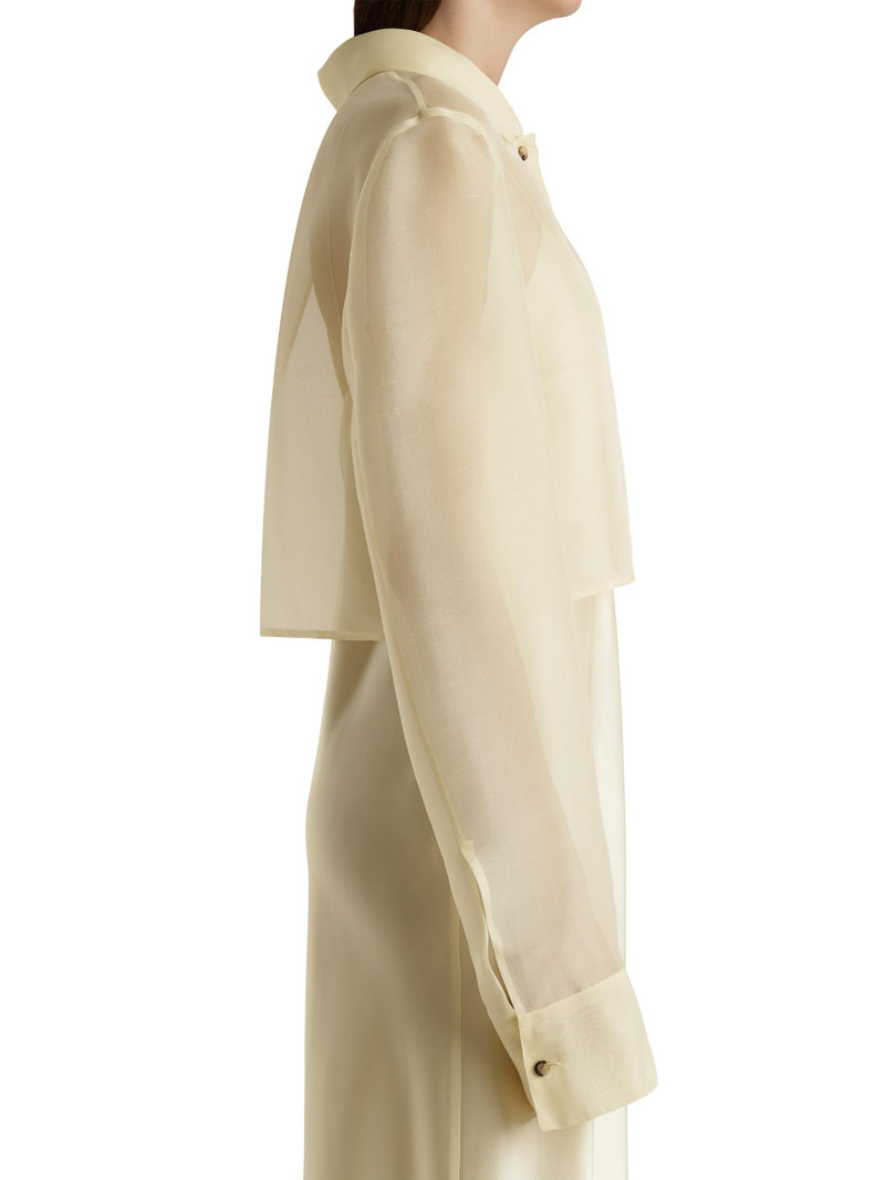 Women's Jasen Sheer Silk Button-Front Top - Pale Yellow 5