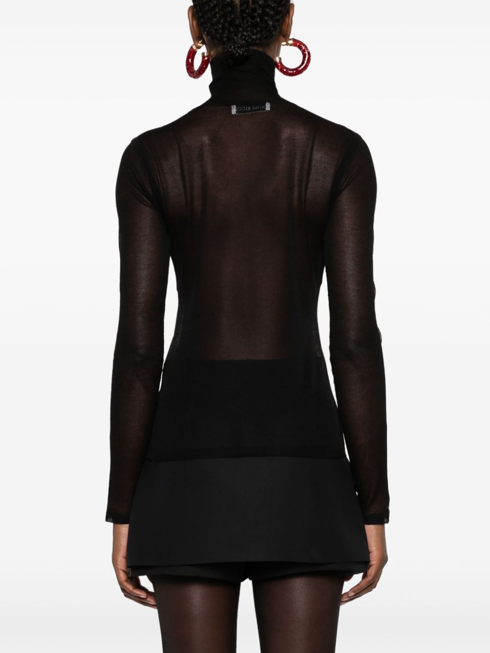 semi-sheer high-neck knit top - 4