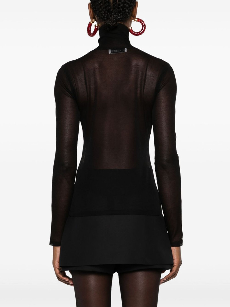 semi-sheer high-neck knit top 4
