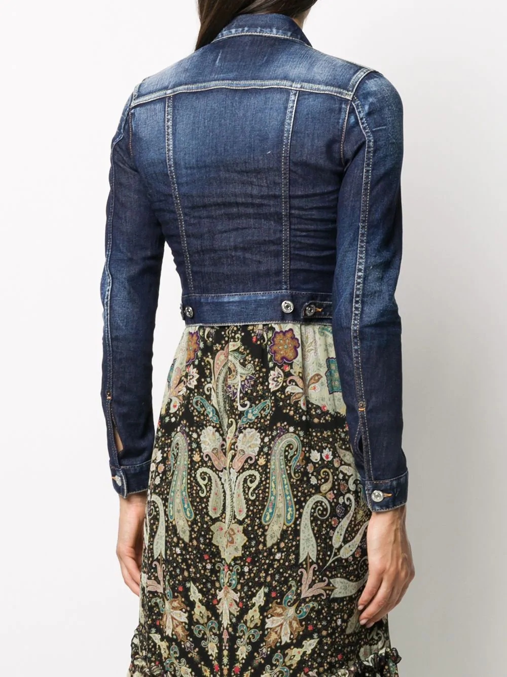 cropped embroidered denim jacket - 4