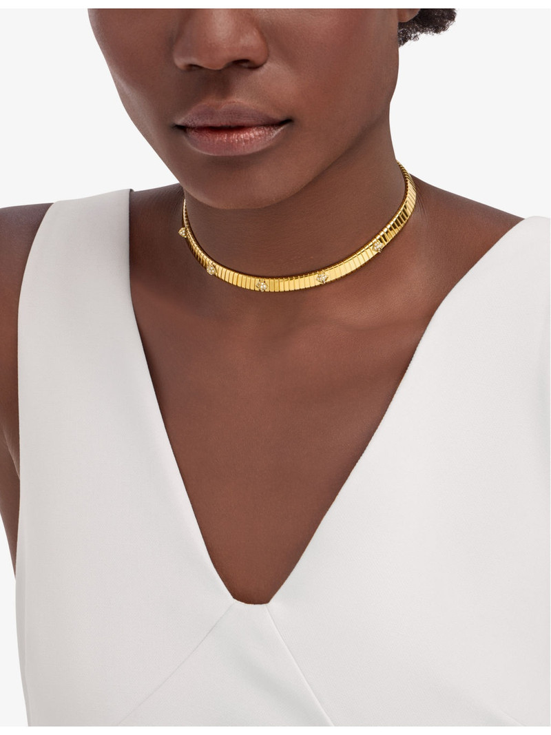 BVLGARI Bvlgari Tubogas 18ct yellow gold and 0.48ct brilliant-cut diamond necklace outlook