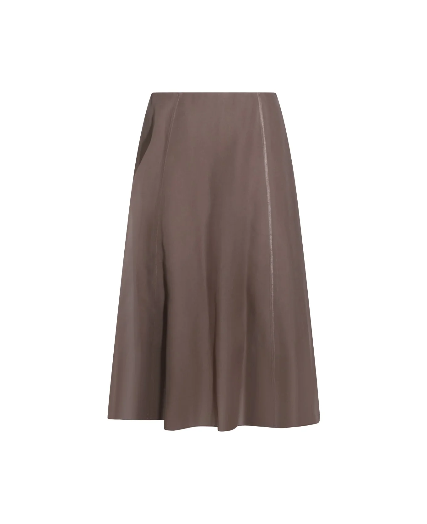 Brown Silk Skirt - 1