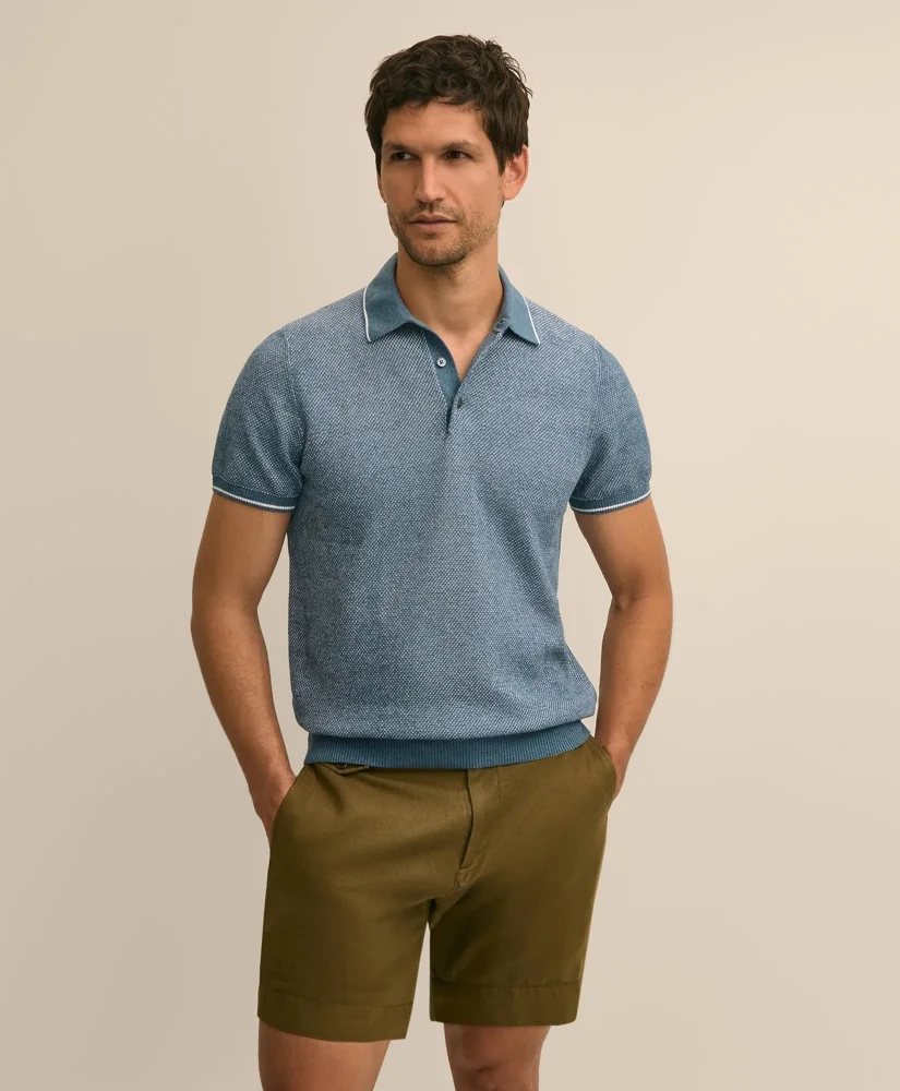 Supima® Cotton Honeycomb Polo Sweater - 1