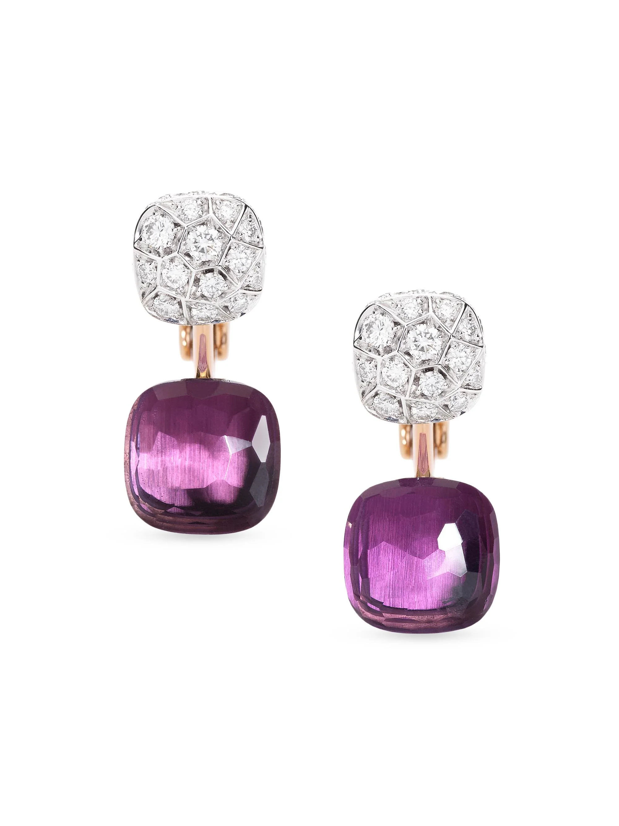 Women's Nudo Two-Tone 18K Gold, Amethyst & 1.50 TCW Diamond Drop Earrings - Rose Gold - 1