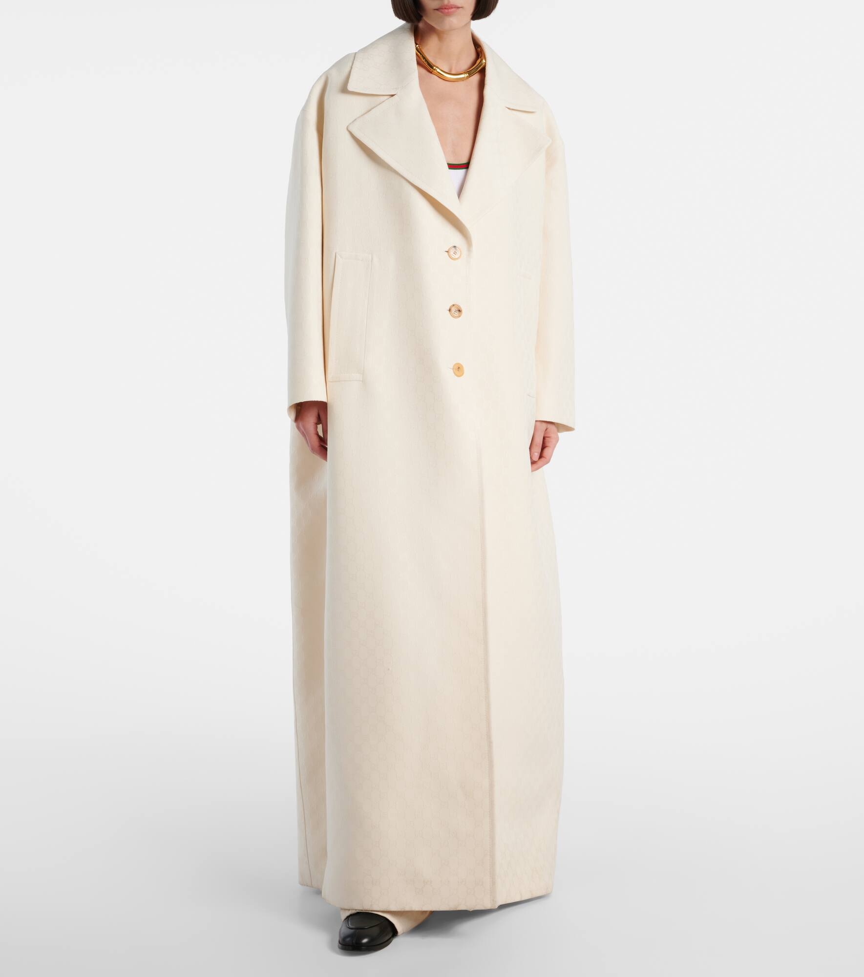 GG Jacquard wool and silk crêpe coat - 7