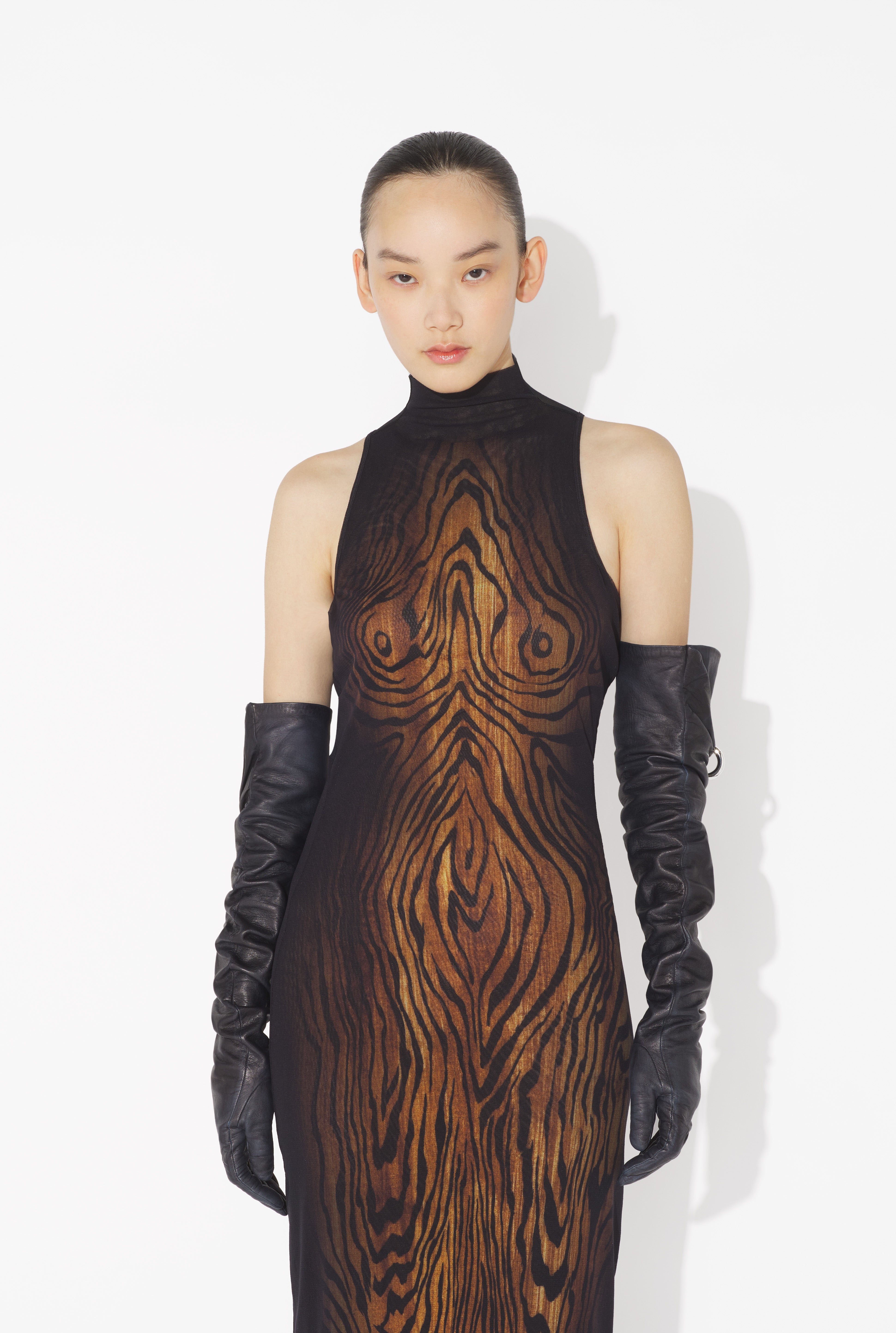 THE LONG DRAPED WOOD DRESS - 3