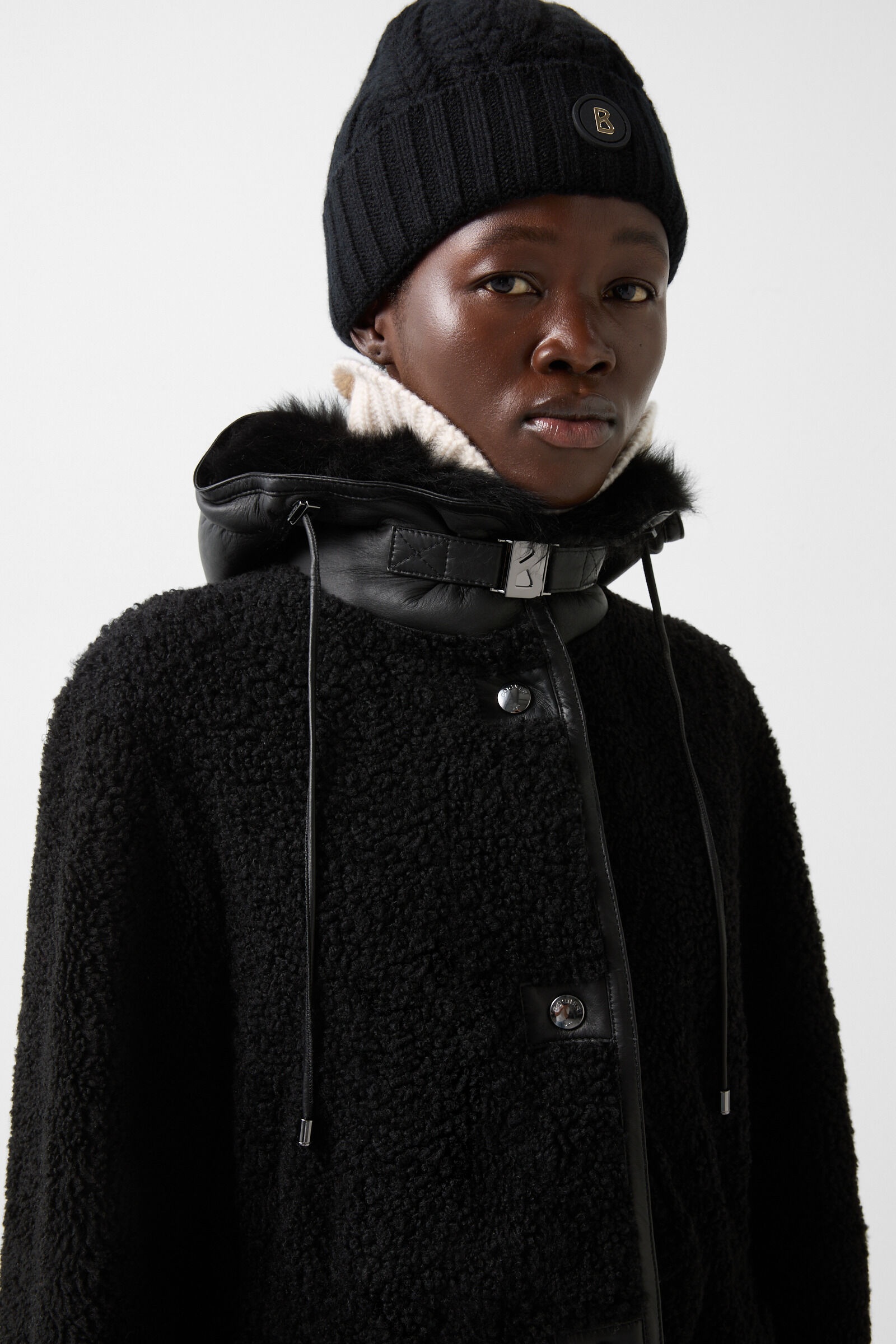 Polina Lambskin coat in Black - 4