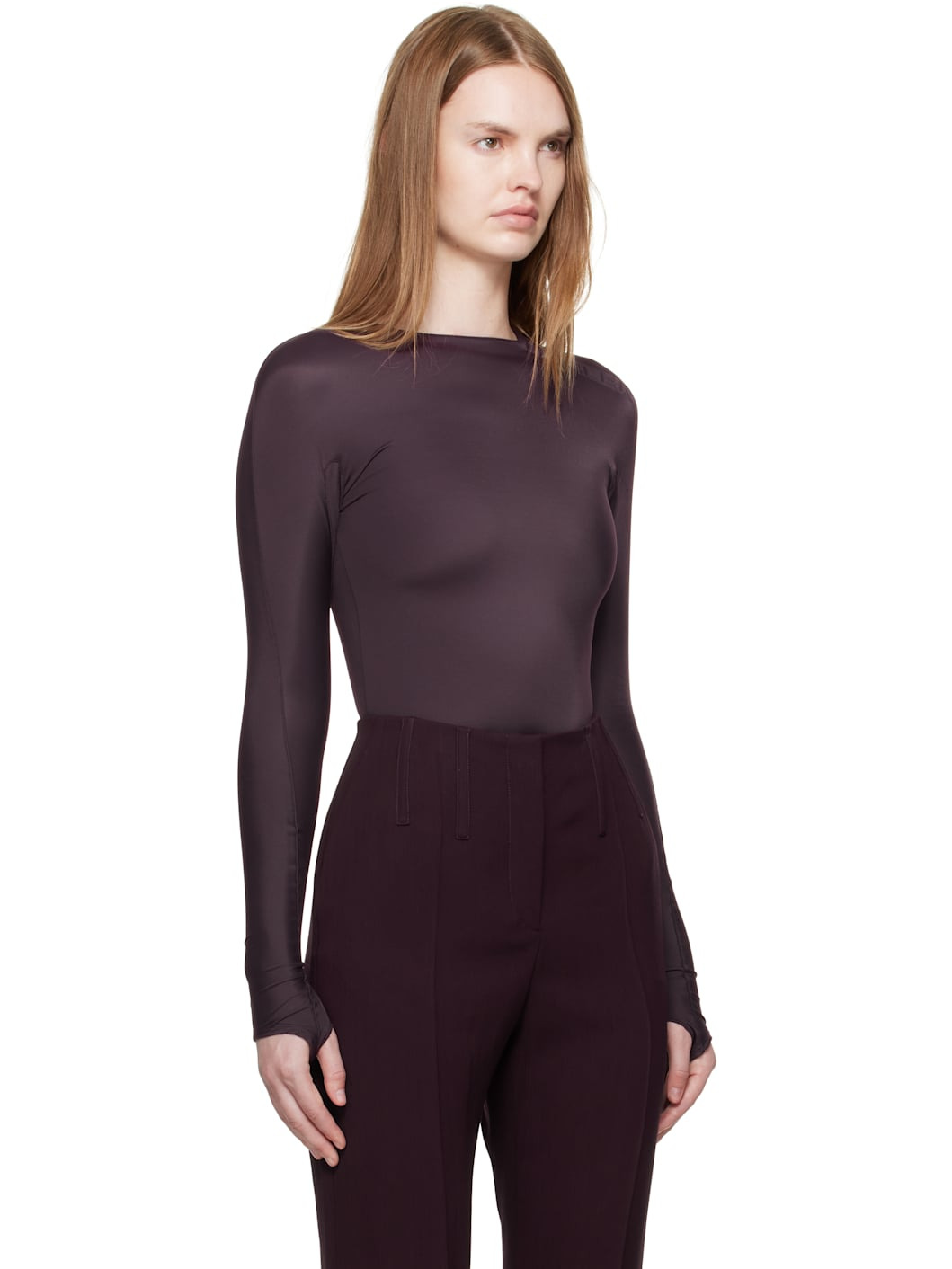 Burgundy Shoulder Logo Bodysuit - 2
