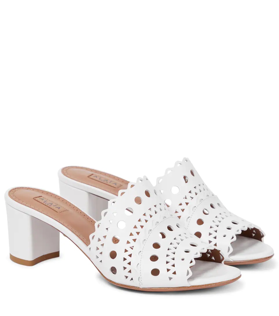 Laser-cut leather mules - 1