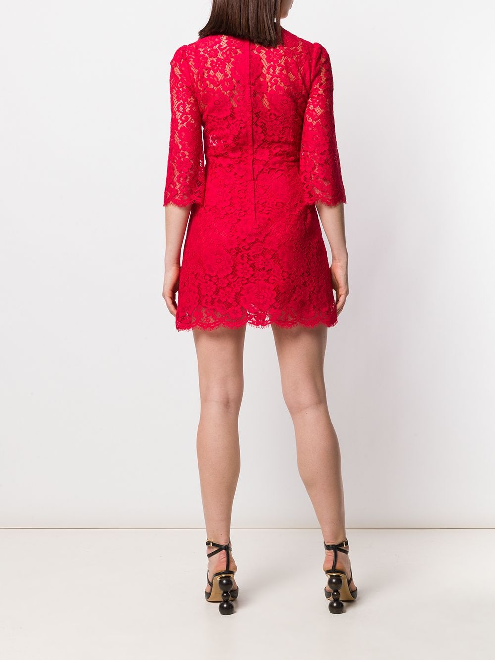 floral lace mini dress - 4