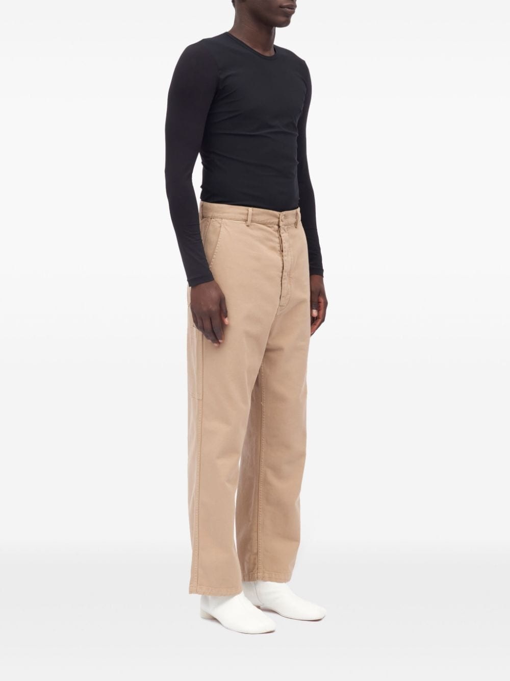 straight-leg cotton trousers - 3