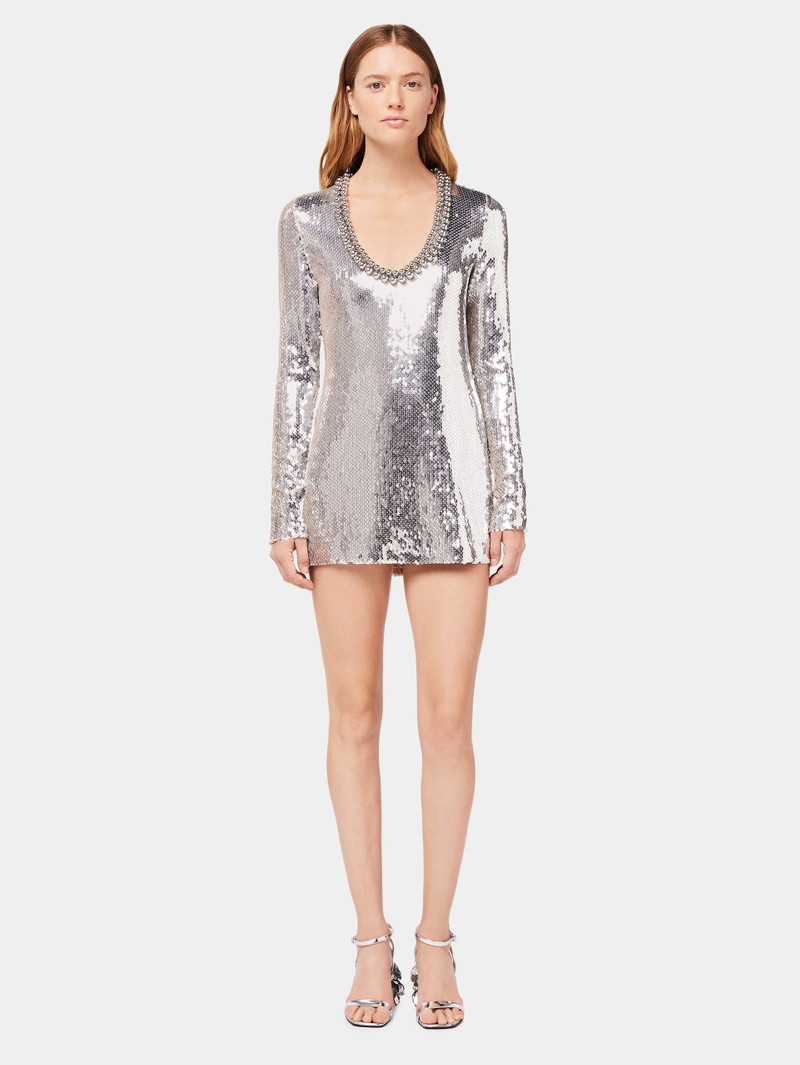 rabanne MINI SILVER SEQUINS DRESS WITH ROUND NECKLINE outlook