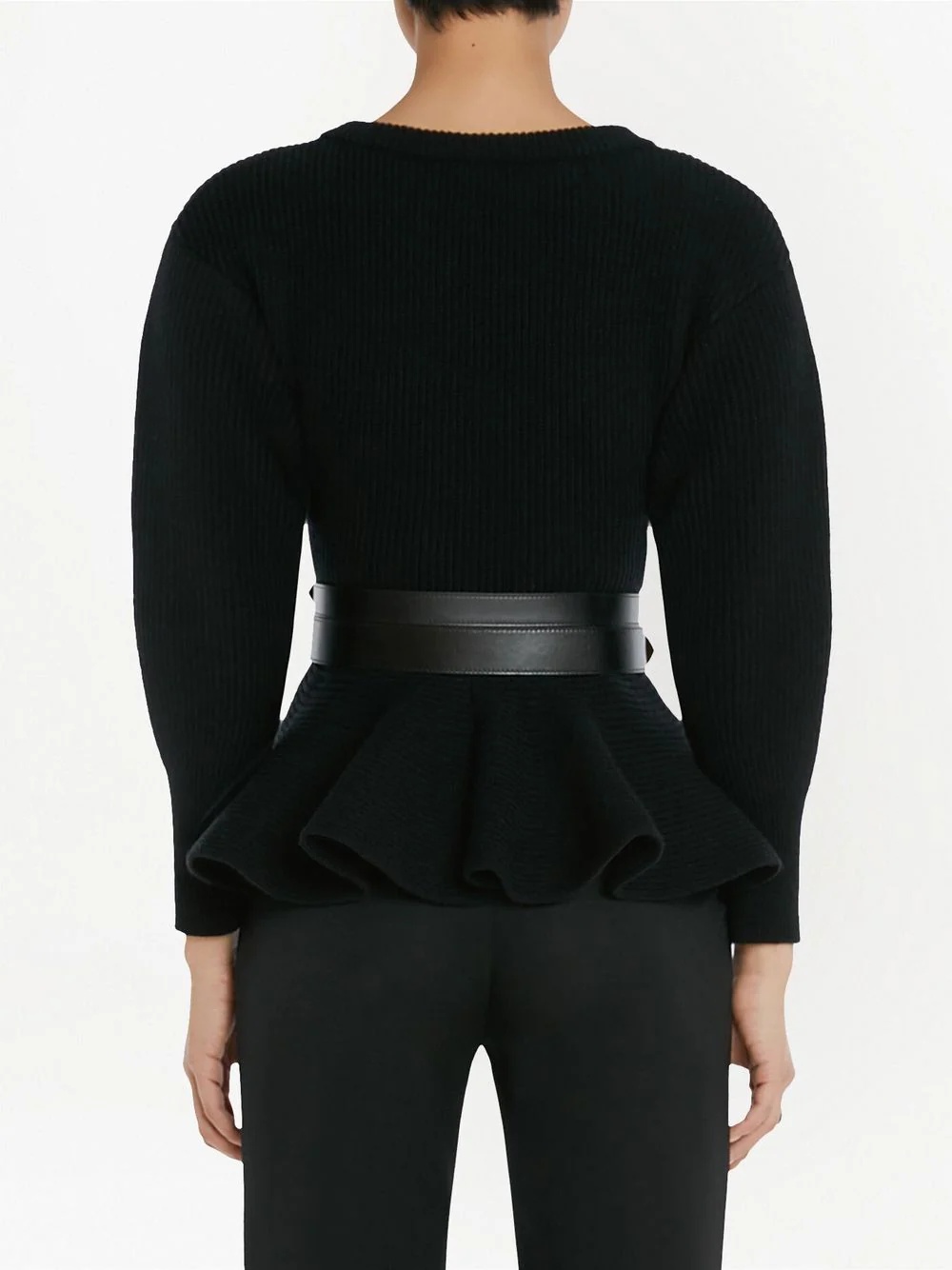 belted long-sleeve knit top - 4