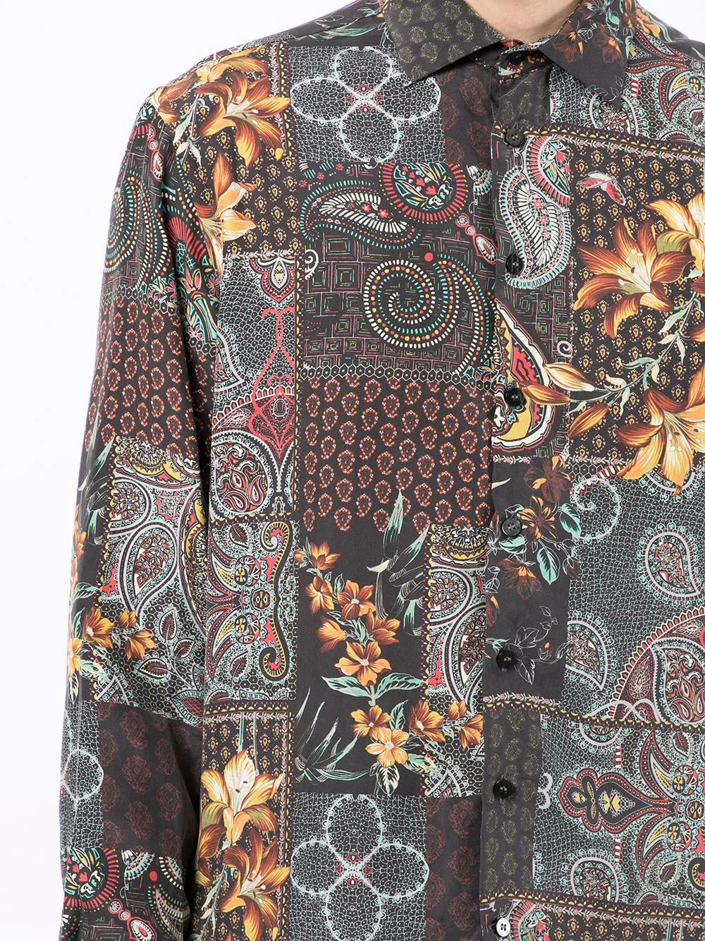 patchwork-print silk shirt - 5