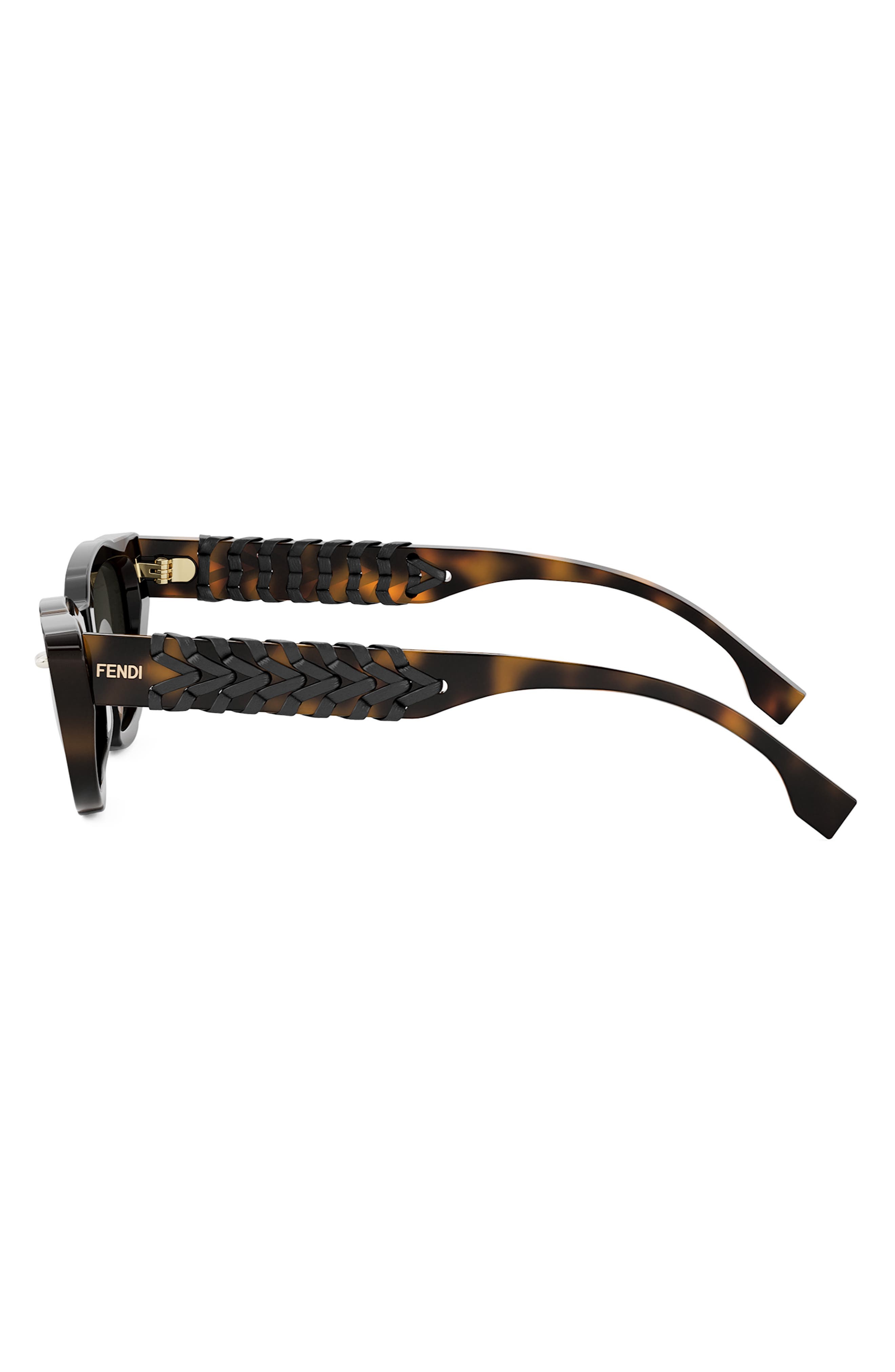 Fendi Interlace Cat Eye Sunglasses in Blonde Havana /Smoke at Nordstrom - 7
