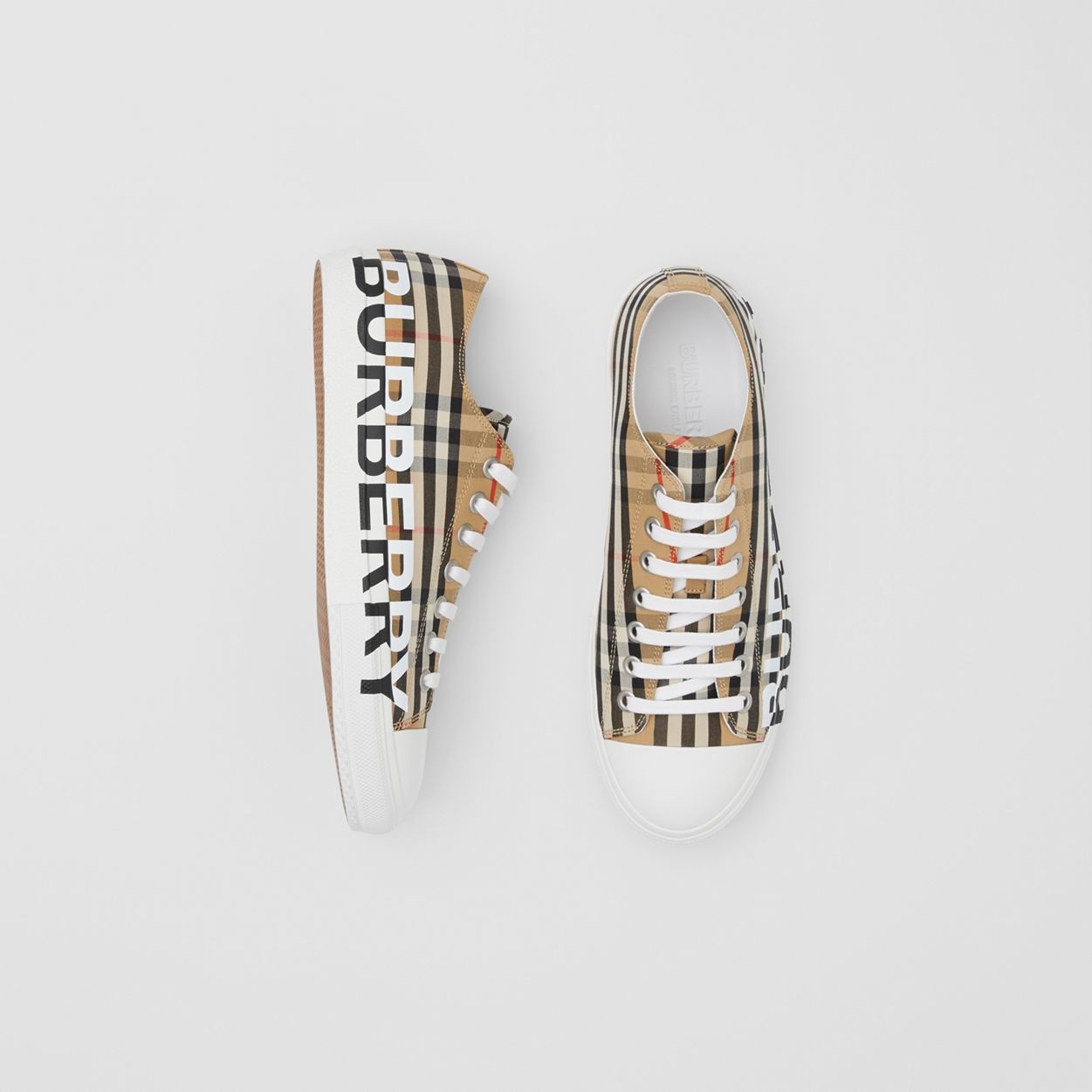 Logo Print Vintage Check Cotton Sneakers - 6