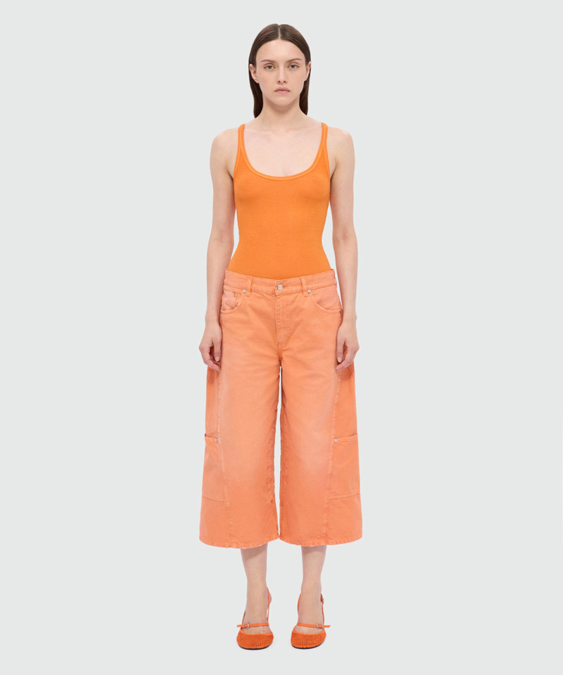 MSGM Orange cotton canvas culottes with aged-effect wash outlook